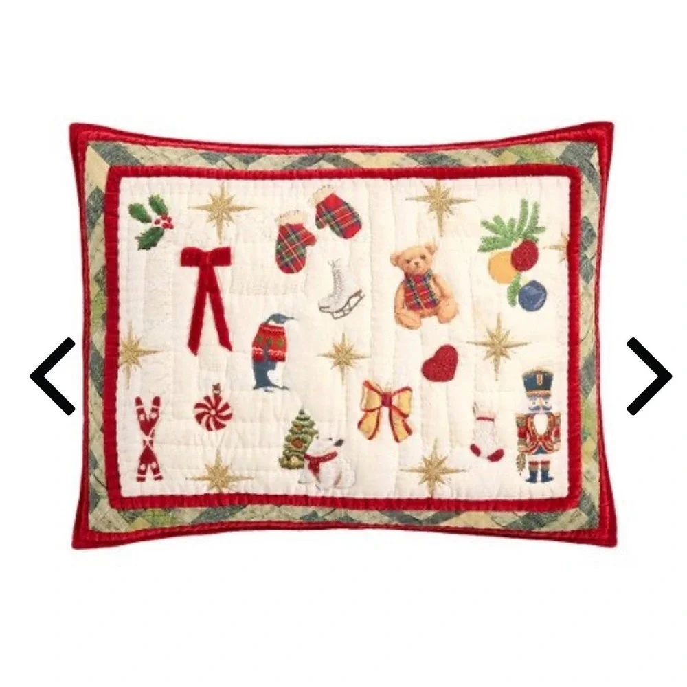 2 Pottery barn Deck the Halls Christmas Tree Reversible Quilted Sham king new